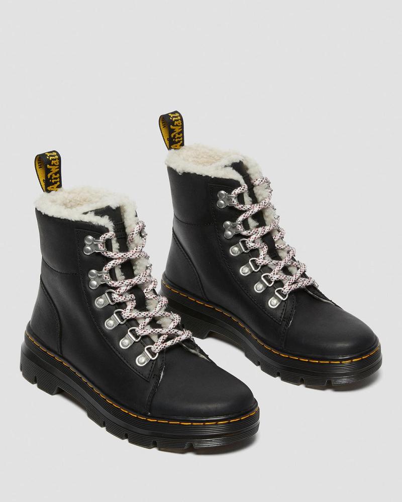 Women's Dr Martens Combs Faux Shearling Lined Casual Boots Black | AU 77FDN